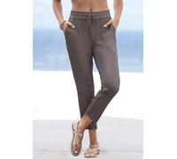 Schlupfhose LASCANA, Damen, Gr. 34, N-Gr, grau (taupe), Jersey, Obermaterial: 95% Polyester, 5% Elasthan, unifarben, casual, figurumspielend knöchellang, Hosen, aus glatter Jerseyqualität, leichte Som