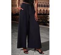 Schlupfhose LASCANA, Damen, Gr. 36/38, N-Gr, schwarz, Obermaterial: 95% Polyester, 5% Elasthan, unifarben, Basic, sehr weit, Hosen Schlupfhose, in weiter Form, mit Plisseefalten (72096032-36) schwarz