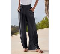 Schlupfhose LASCANA "mit Plisseefalten und weitem, luftigem Bein", Damen, Gr. 36, N-Gr, blau (schwarz), Jersey, Obermaterial: 94% Polyester, 6% Elasthan, unifarben, figurumspielend knöchellang, Hosen 