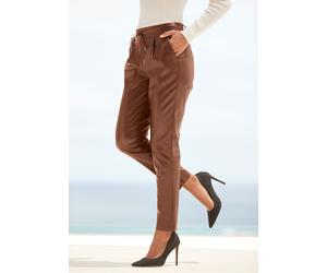 Schlupfhose LASCANA, Damen, Gr. 38, N-Gr, braun, Web, Obermaterial: 100% Polyester. Beschichtung: 100% Polyurethan, unifarben, figurumspielend knöchelfrei, Hosen Schlupfhose, aus Lederimitat, bequeme