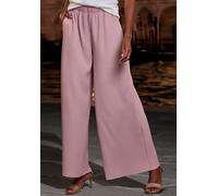 Schlupfhose LASCANA, Damen, Gr. 40/42, N-Gr, rosa (mauve), Obermaterial: 95% Polyester, 5% Elasthan, unifarben, Basic, sehr weit, Hosen Schlupfhose, in weiter Form, mit Plisseefalten (33434329-40) mau