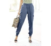 Schlupfhose LASCANA, Damen, Gr. 40, N-Gr, blau (denim, blau), Web, Obermaterial: 100% Lyocell, washed, figurumspielend lang, Hosen Schlupfhose, in Denim-Optik mit Cargotaschen, leicht und luftig (4567