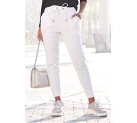 Schlupfhose LASCANA, Damen, Gr. 40, N-Gr, weiß (wollweiß), Jersey, Obermaterial: 86% Polyester, 10% Viskose, 4% Elasthan, unifarben, figurumspielend knöchellang, Hosen Schlupfhose, mit Taschen, Joggin