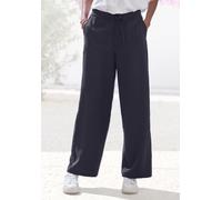 Anzughose LASCANA, Damen, Gr. 42, N-Gr, blau, Web, Obermaterial: 100% Lyocell, unifarben, modisch, figurumspielend lang, Hosen, mit Bindeband, Palazzohose aus Lyocell mit Taschen (20740151-42) blau