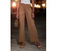 Schlupfhose LASCANA, Damen, Gr. 48/50, N-Gr, taupe, Obermaterial: 95% Polyester, 5% Elasthan, unifarben, Basic, lang, Hosen Schlupfhose, in Plisseestruktur (22911345-48) taupe