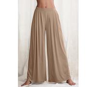 Schlupfhose LASCANA "Extra Weit", Damen, Gr. 48/50, N-Gr, taupe, Single Jersey, Obermaterial: 93% Polyester, 7% Elasthan, unifarben, weit lang, Hosen Schlupfhose, mit extraweit geschnittenen Beinen (7