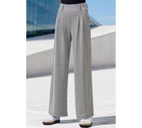 Schlupfhose LASCANA "extra Weit mit Bundfalten", Damen, Gr. 40/42, N-Gr, blau (schwarz kariert), Obermaterial: 65% Polyester, 31% Viskose, 4% Elasthan, Jacquardmuster, Minimalmuster, Basic, lang, Hose
