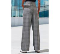 Schlupfhose LASCANA "extra Weit mit Bundfalten", Damen, Gr. 44/46, N-Gr, blau (grau kariert), Obermaterial: 59% Polyester, 35% Viskose, 6% Elasthan, Jacquardmuster, kariert, Basic, lang, Hosen Schlupf