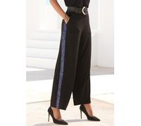 Schlupfhose LASCANA, Damen, Gr. 38, N-Gr, blau (schwarz), Single Jersey, Obermaterial: 95% Polyester, 5% Elasthan. Einsatz: 95% Polyester, 5% Elasthan, unifarben mit Farbeinsatz, figurumspielend, Hose