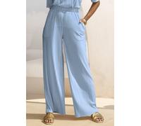 Schlupfhose LASCANA "mit Plisseefalten und weitem, luftigem Bein", Damen, Gr. 38, N-Gr, blau (hellblau), Jersey, Obermaterial: 94% Polyester, 6% Elasthan, unifarben, figurumspielend knöchellang, Hosen