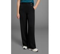 Schlupfhose LAURA SCOTT, Damen, Gr. 34, N-Gr, schwarz, Jersey, Obermaterial: 95% Polyester, 5% Elasthan, unifarben, weit lang, Hosen Schlupfhose, aus elastischer Ware mit Zierknöpfen am Bund (31779002