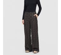 Schlupfhose MAC "CHIARA", Damen, Gr. 34, Länge 32, braun (truffle braun check), Web, Obermaterial: 70% Polyester, 25% Viskose, 5% Elasthan, kariert, sehr bequem lang, Hosen Schlupfhose, Hoher Tragekom