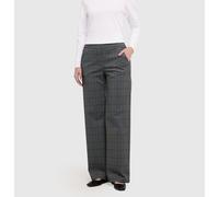 Schlupfhose MAC "CHIARA", Damen, Gr. 36, Länge 32, grau (schwarz shadow check), Web, Obermaterial: 70% Polyester, 25% Viskose, 5% Elasthan, kariert, sehr bequem lang, Hosen Schlupfhose, Hoher Tragekom