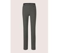 Schlupfhose MADELEINE "Hose Elastische Printhose mit grafischem Muster", Damen, Gr. 19, N + K Gr, schwarz (schwarz, wollweiß), Obermaterial: 43% Polyester PES. 34% Polyamid PA. 18% Baumwolle CO. 5% El