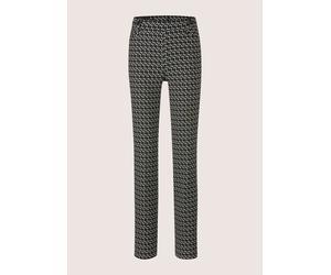 Schlupfhose MADELEINE "Hose Elastische Printhose mit grafischem Muster", Damen, Gr. 46, N-Gr, schwarz (schwarz, wollweiß), Obermaterial: 43% Polyester PES. 34% Polyamid PA. 18% Baumwolle CO. 5% Elasth