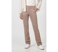 Schlupfhose MONARI "Hose Velours 78cm", Damen, Gr. 40, N-Gr, beige (taupe), Web, Obermaterial: 93% Polyester, 7% Elasthan, unifarben, regular fit lang, Hosen Schlupfhose, Regular fit mit elastischem B