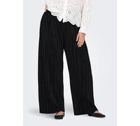 Schlupfhose ONLY CARMAKOMA "CARRAVENNA PLISSE PANT JRS NOOS", Damen, Gr. M (46/48), Länge 32, schwarz, Web, Obermaterial: 100% Polyester, unifarben, regular fit normal, Hosen Schlupfhose, Sommerhose,