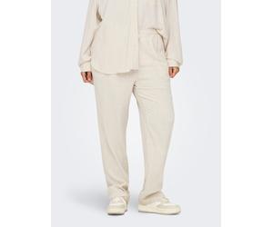 Schlupfhose ONLY CARMAKOMA "CARSIESTA HW PULL-UP LINEN BL PNT NOOS", Damen, Gr. 46, Länge 32, beige (moonbeam), Web, Obermaterial: 80% Viskose, 20% Leinen, unifarben, gerade lang, Hosen Schlupfhose, V