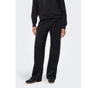 Schlupfhose ONLY "ONLALINA LIFE LEO STRING PANT SWT", Damen, Gr. XL (42), N-Gr, schwarz detail:leo sateen string, Milano Rib, Obermaterial: 93% Polyester, 7% Elasthan, unifarben mit Farbeinsatz, regul