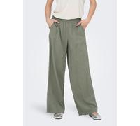 Schlupfhose ONLY "ONLARIS LIFE HW PULL-UP PANT WVN NOOS", Damen, Gr. M (38), Länge 32, smokey olive, Web, Obermaterial: 93% Viskose, 7% Polyester, unifarben, relaxed fit lang, Hosen Schlupfhose, mit b