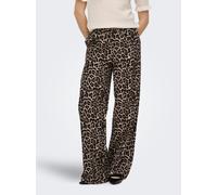 Schlupfhose ONLY "ONLARIS LIFE PULLUP TIE PANTS WVN CC", Damen, Gr. S, Länge 32, peyote aop:chic leo, Web, Obermaterial: 93% Viskose, 7% Polyester, bedruckt, lang, Hosen Schlupfhose, mit Leopardenmust
