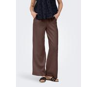 Schlupfhose ONLY "ONLBRUXELLES MW LIN BL TIE PANT PNT NOOS", Damen, Gr. S, Länge 30, chocolate martini, Web, Obermaterial: 80% Viskose, 20% Leinen, unifarben, lang, Hosen Schlupfhose, Sommerhose mit L