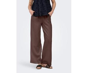Schlupfhose ONLY "ONLBRUXELLES MW LIN BL TIE PANT PNT NOOS", Damen, Gr. XS (34), Länge 32, braun (chocolate martini), Web, Obermaterial: 80% Viskose, 20% Leinen, unifarben, lang, Hosen Schlupfhose, So