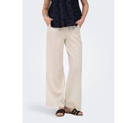 Schlupfhose ONLY "ONLBRUXELLES MW LIN BL TIE PANT PNT NOOS", Damen, Gr. XS, Länge 32, moonbeam, Web, Obermaterial: 80% Viskose, 20% Leinen, unifarben, lang, Hosen Schlupfhose, Sommerhose mit Leinen (3
