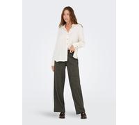 Schlupfhose ONLY "ONLDELL MW WIDE PULL-UP PANT TLR NOOS", Damen, Gr. 42, Länge 32, weiß (schwarz detail:w weiß pepper, schwarz brow mel), Web, Obermaterial: 63% Polyester, 33% Viskose, 4% Elasthan, me