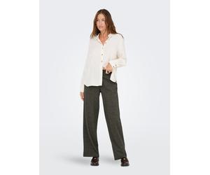 Schlupfhose ONLY "ONLDELL MW WIDE PULL-UP PANT TLR NOOS", Damen, Gr. 42, Länge 32, weiß (schwarz detail:w weiß pepper, schwarz brow mel), Web, Obermaterial: 63% Polyester, 33% Viskose, 4% Elasthan, me