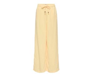 Schlupfhose ONLY "ONLEMMIA MW PULL-UP X-WIDE PANT PNT", Damen, Gr. L (40), Länge 32, sunlight, Web, Obermaterial: 98% Polyester, 2% Nylon, unifarben, lang, Hosen Schlupfhose, Materialmix, Regular Wais