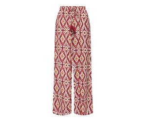 Schlupfhose ONLY "ONLGINI MIKASI WIDE PULL UP PANT WVN", Damen, Gr. M (38), Länge 32, brick rot aop:abstract squares, Web, Obermaterial: 80% Viskose, 20% Nylon, bedruckt, lang, Hosen Schlupfhose, Visk