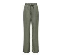 Schlupfhose ONLY "ONLGOA MW LINEN BL PULL-UP PANT CC PNT", Damen, Gr. XL (42), Länge 32, smokey olive, Web, Obermaterial: 70% Viskose, 30% Leinen, unifarben, regular fit lang, Hosen Schlupfhose, mit L
