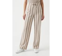 Schlupfhose ONLY "ONLGOA MW LINEN BL PULL-UP PANT CC PNT", Damen, Gr. XS (34), Länge 32, cloud dancer stripes:oxford tan, Web, Obermaterial: 70% Viskose, 30% Leinen, gestreift, regular fit lang, Hosen