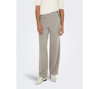 Schlupfhose ONLY "ONLRINA BUTTON PANT JRS NOOS", Damen, Gr. L (40), Länge 32, beige (chateau gray detail:horn buttons), Jersey, Obermaterial: 95% Polyester, 5% Elasthan, regular fit lang, Hosen Schlup