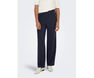 Schlupfhose ONLY "ONLRINA BUTTON PANT JRS NOOS", Damen, Gr. M (38), Länge 34, blau (night sky detail:horn buttons), Jersey, Obermaterial: 95% Polyester, 5% Elasthan, regular fit lang, Hosen Schlupfhos