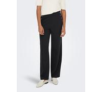 Schlupfhose ONLY "ONLRINA BUTTON PANT JRS NOOS", Damen, Gr. XL (42), Länge 32, schwarz (schwarz detail:horn buttons), Jersey, Obermaterial: 95% Polyester, 5% Elasthan, unifarben, regular fit lang, Hos