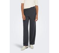 Schlupfhose ONLY "ONLRINA BUTTON PANT JRS NOOS", Damen, Gr. XS (34), Länge 32, grau (blau graphite detail:horn buttons), Jersey, Obermaterial: 95% Polyester, 5% Elasthan, unifarben, regular fit lang,