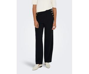 Schlupfhose ONLY "ONLRINA BUTTON PANT JRS NOOS", Damen, Gr. XS (34), Länge 32, schwarz (schwarz detail:gold buttons), Jersey, Obermaterial: 95% Polyester, 5% Elasthan, unifarben, regular fit lang, Hos