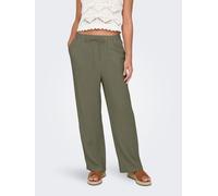 Schlupfhose ONLY "ONLSIESTA MW PULL-UP LINEN BL PNT NOOS", Damen, Gr. S, Länge 32, deep lichen grün, Web, Obermaterial: 80% Viskose, 20% Leinen, unifarben, straight fit normal, Hosen Schlupfhose, Visk