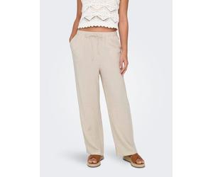 Schlupfhose ONLY "ONLSIESTA MW PULL-UP LINEN BL PNT NOOS", Damen, Gr. S (36), Länge 32, weiß (moonbeam), Web, Obermaterial: 80% Viskose, 20% Leinen, unifarben, straight fit normal, Hosen Schlupfhose,