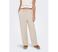 Schlupfhose ONLY "ONLSIESTA MW PULL-UP LINEN BL PNT NOOS", Damen, Gr. XL (42), Länge 32, weiß (moonbeam), Web, Obermaterial: 80% Viskose, 20% Leinen, unifarben, straight fit normal, Hosen Schlupfhose,