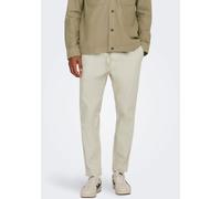 Schlupfhose ONLY & SONS "ONSLINUS CROP 0007 COT LIN PNT NOOS", Herren, Gr. L, N-Gr, beige (silber lining), Web, Obermaterial: 75% Baumwolle, 25% Leinen, unifarben, slim fit knöchellang, Hosen Schlupfh