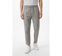 Schlupfhose ONLY & SONS "ONSLINUS CROP 0007 COT LIN PNT NOOS", Herren, Gr. L, N-Gr, bungee cord detail:two tone (weiß), Web, Obermaterial: 75% Baumwolle, 25% Leinen, unifarben, slim fit knöchellang, H