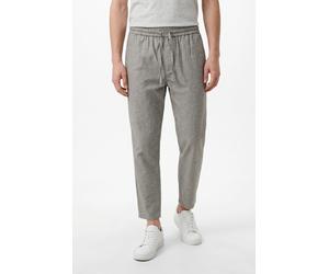 Schlupfhose ONLY & SONS "ONSLINUS CROP 0007 COT LIN PNT NOOS", Herren, Gr. L, N-Gr, bungee cord detail:two tone (weiß), Web, Obermaterial: 75% Baumwolle, 25% Leinen, unifarben, slim fit knöchellang, H