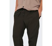 Schlupfhose ONLY & SONS "ONSLINUS CROP 0007 COT LIN PNT NOOS", Herren, Gr. S, N-Gr, demitasse, Web, Obermaterial: 75% Baumwolle, 25% Leinen, unifarben, slim fit knöchellang, Hosen Schlupfhose, Baumwol