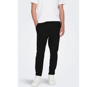 Schlupfhose ONLY & SONS "ONSLINUS CROP 0007 COT LIN PNT NOOS", Herren, Gr. XL, N-Gr, schwarz, Web, Obermaterial: 75% Baumwolle, 25% Leinen, unifarben, slim fit knöchellang, Hosen Schlupfhose, Baumwoll
