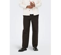 Schlupfhose ONLY & SONS "ONSSINUS LOOSE 0007 COT LIN PANT NOOS", Herren, Gr. L, N-Gr, demitasse, Web, Obermaterial: 75% Baumwolle, 25% Leinen, unifarben, loose fit knöchellang, Hosen Schlupfhose, Baum