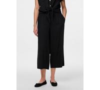 Schlupfhose PIECES "PCPIA HW WIDE CULOTTE WVN NOOS", Damen, Gr. XL (42), N-Gr, schwarz, Web, Obermaterial: 70% Viskose, 30% Leinen, unifarben, regular fit wadenlang, Hosen Schlupfhose, Sommerhose, mit