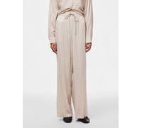 Schlupfhose PIECES "PCPIA HW WIDE PANTS WVN NOOS", Damen, Gr. XS (34), N-Gr, schwarz (birch stripes:schwarz), Web, Obermaterial: 70% Viskose, 30% Leinen, gestreift, normal, Hosen Schlupfhose, Sommerho